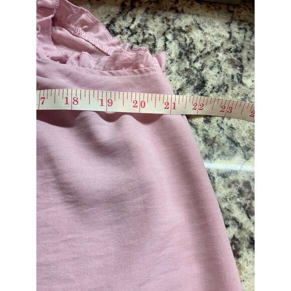 Womens Pink Tunic Top XL Smocked Sleeveless Ruffle Trim Pleated Y2K Boho - Picture 5 of 6